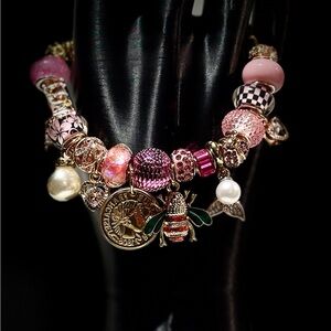 Elegant Pink Charm Bracelet